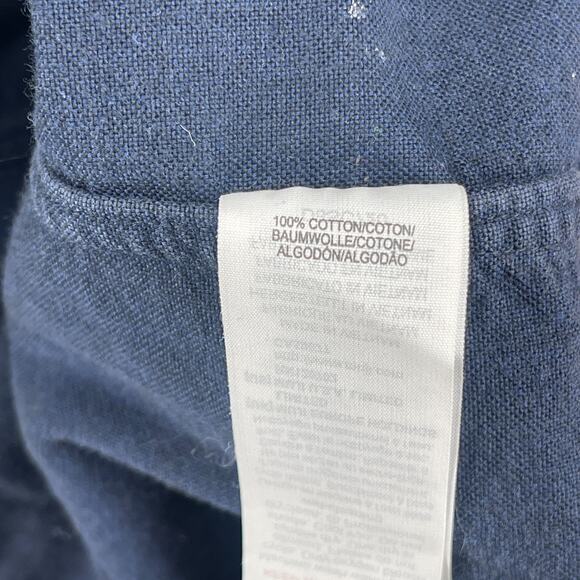 MUJI Shirt Mens XL Washed Oxford Cotton Button Down Short Sleeve Blue - Picture 10 of 13